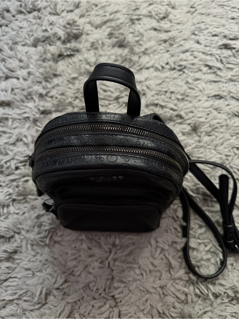 Guess Black Mini Logo-Embossed Backpack